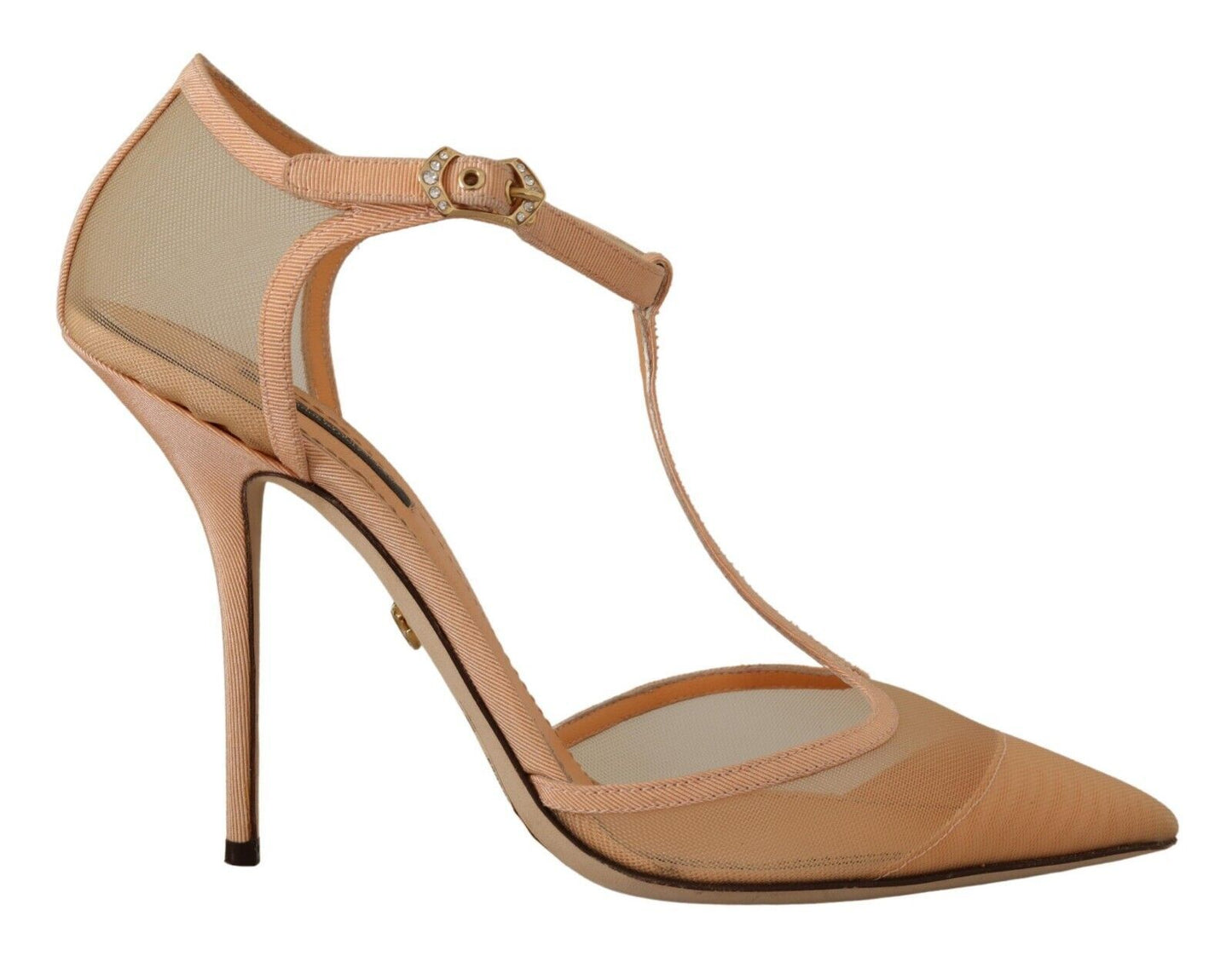 Dolce & Gabbana Elegant Beige Mesh T-Strap Pumps