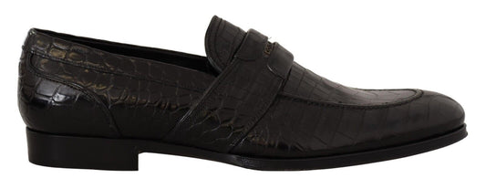 Dolce &amp; Gabbana Schwarze Slip-On-Mokassin-Schuhe aus Krokodilleder