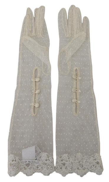 Dolce & Gabbana Elegant Elbow Length White Gloves