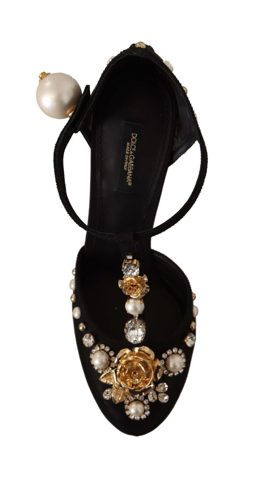 Dolce &amp; Gabbana Schwarze Vally Heels-Sandalen mit Kristallimitat und Kristallen