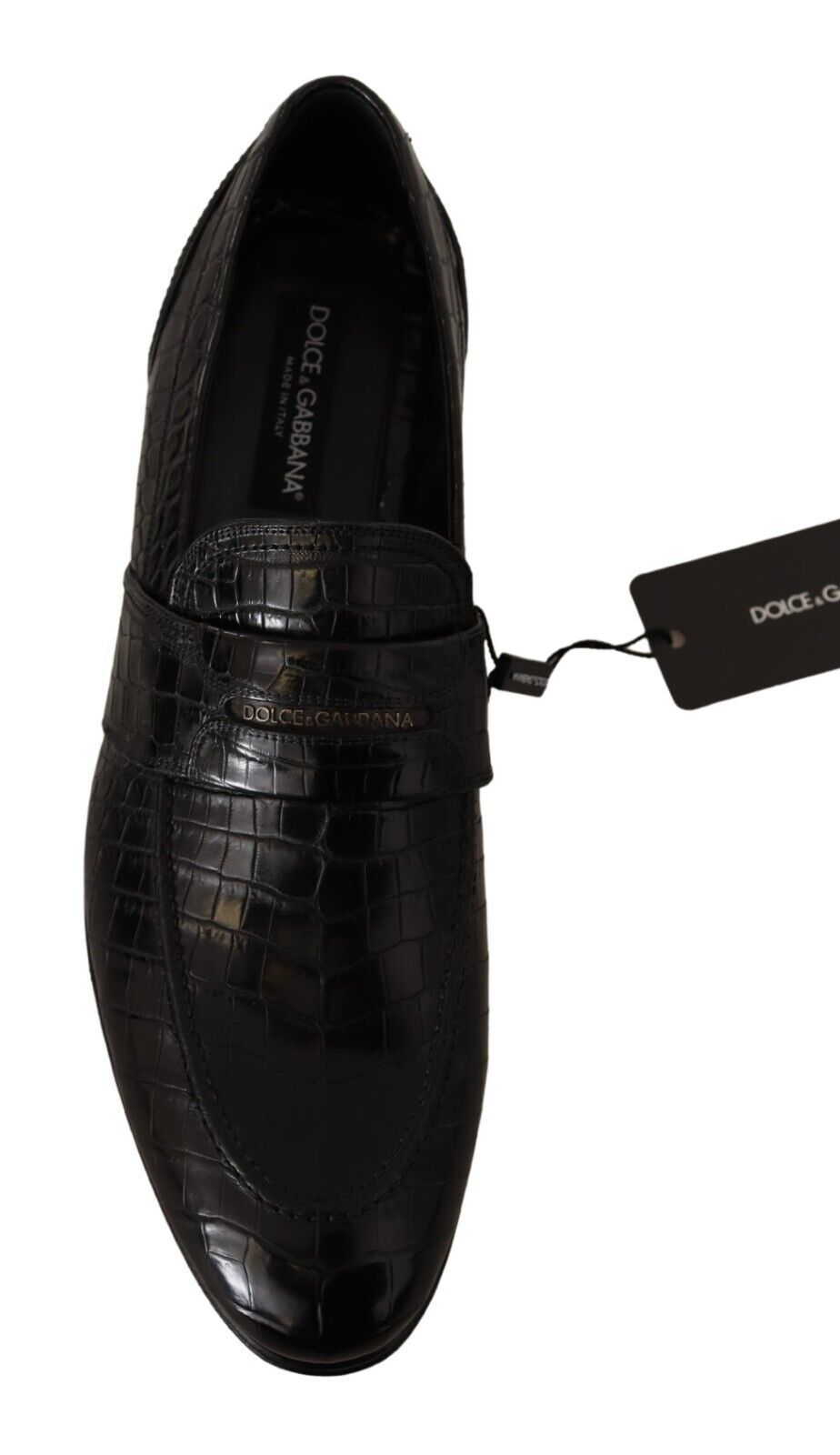 Dolce &amp; Gabbana Schwarze Slip-On-Mokassin-Schuhe aus Krokodilleder