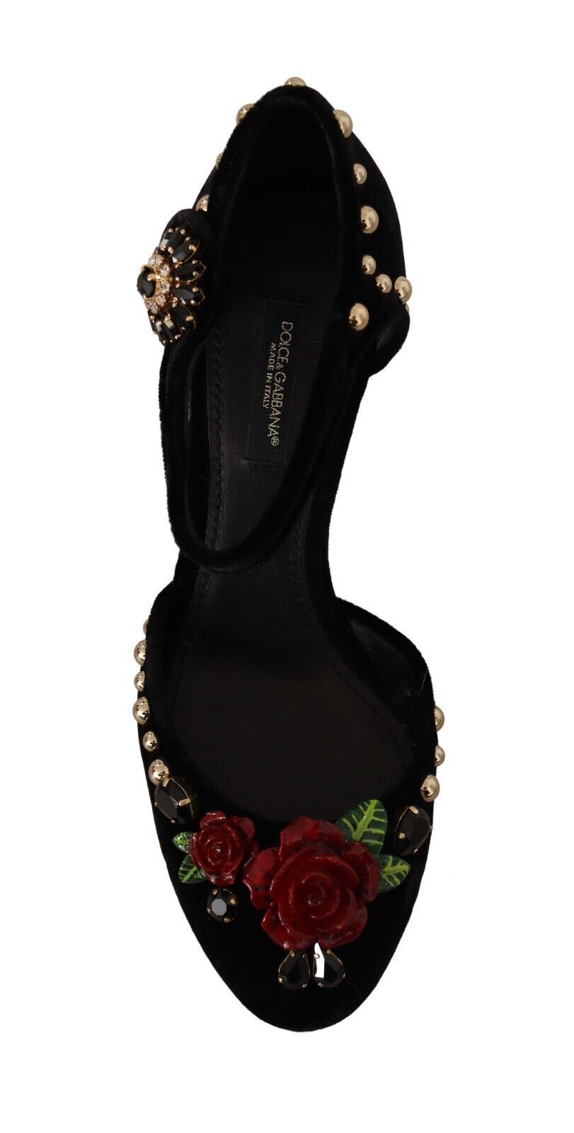 Dolce &amp; Gabbana – Schwarze, verzierte Sandalen mit Knöchelriemen und Absatz