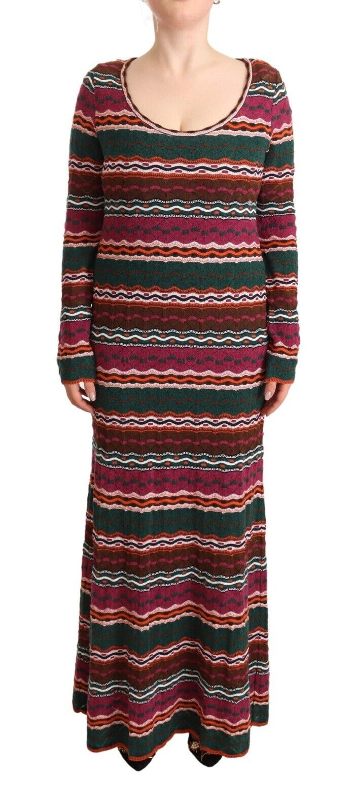 Missoni Multicolor Striped Long Sleeve Sheath Dress