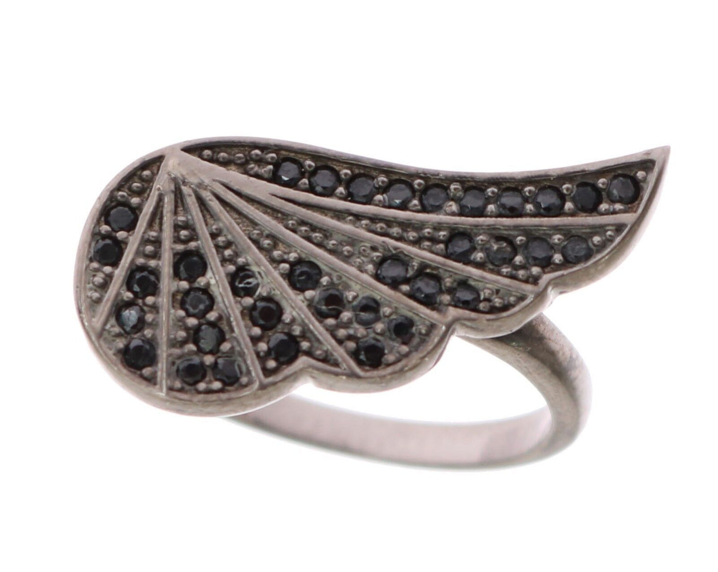 Nialaya Silver Damen-Ring aus Rhodium 925 mit schwarzem CZ