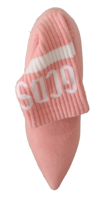 GCDS Pink Wildleder Logo Socken Blockabsatz Stiefeletten Schuhe