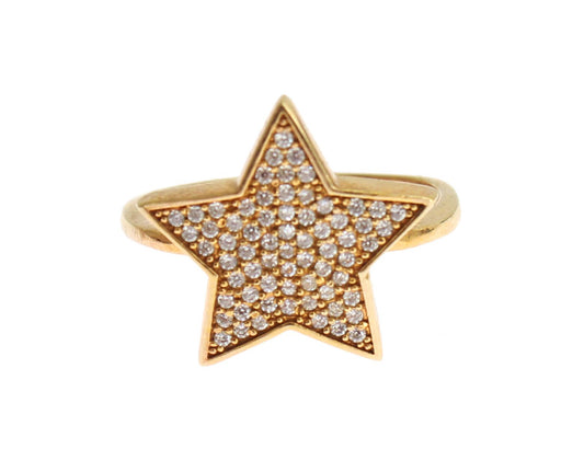 Nialaya Star Gold 925 Silber Klarer Damenring