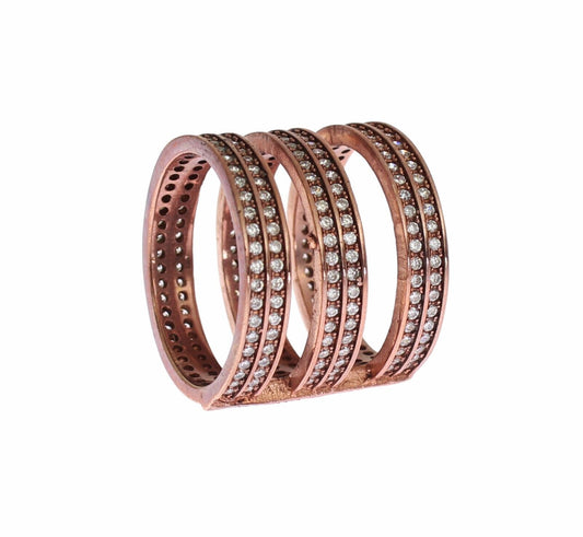 Nialaya Gold 925 Silber klarer CZ-Rosa-Ring