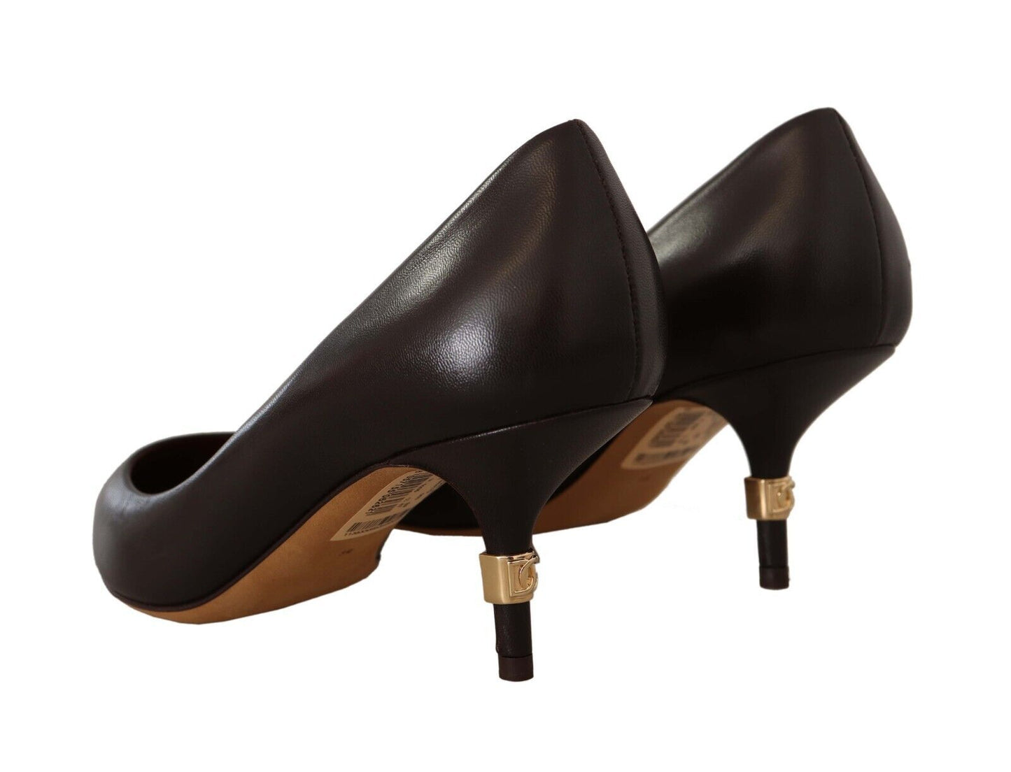 Dolce &amp; Gabbana Braune Kitten-Pumps mit mittlerem Absatz aus Leder