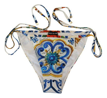 Dolce &amp; Gabbana Mehrfarbiger, seitlich gebundener Bade-Bikini