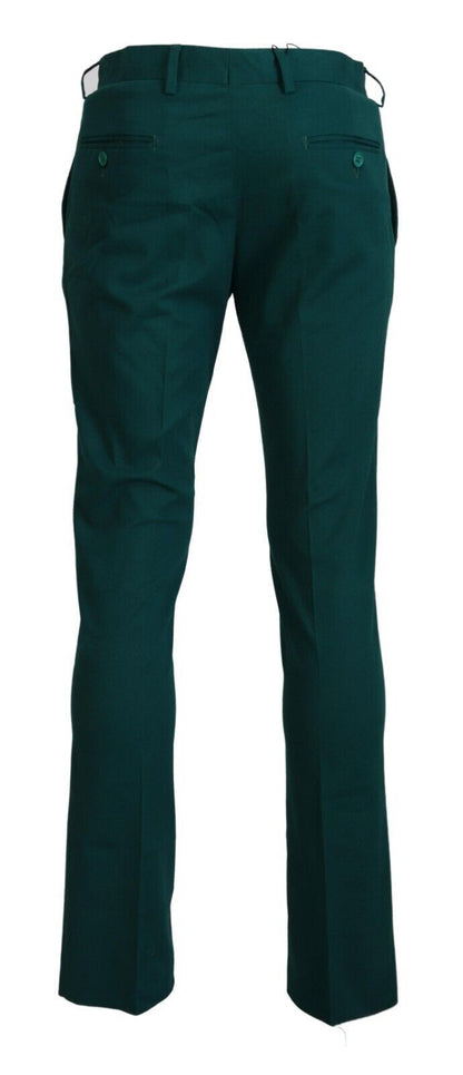 BENCIVENGA Elegantly Tailored Green Pure Cotton Pants