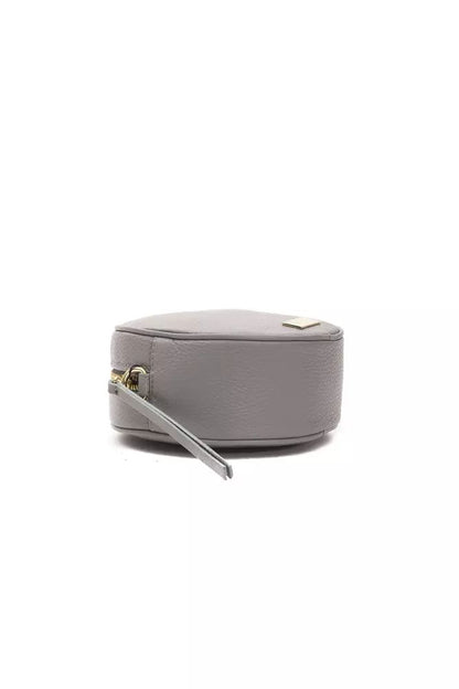 Pompei Donatella Chic Gray Leather Oval Crossbody Bag