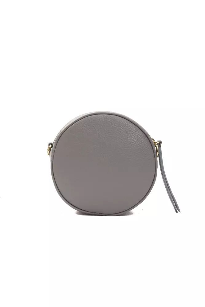 Pompei Donatella Chic Gray Leather Oval Crossbody Bag