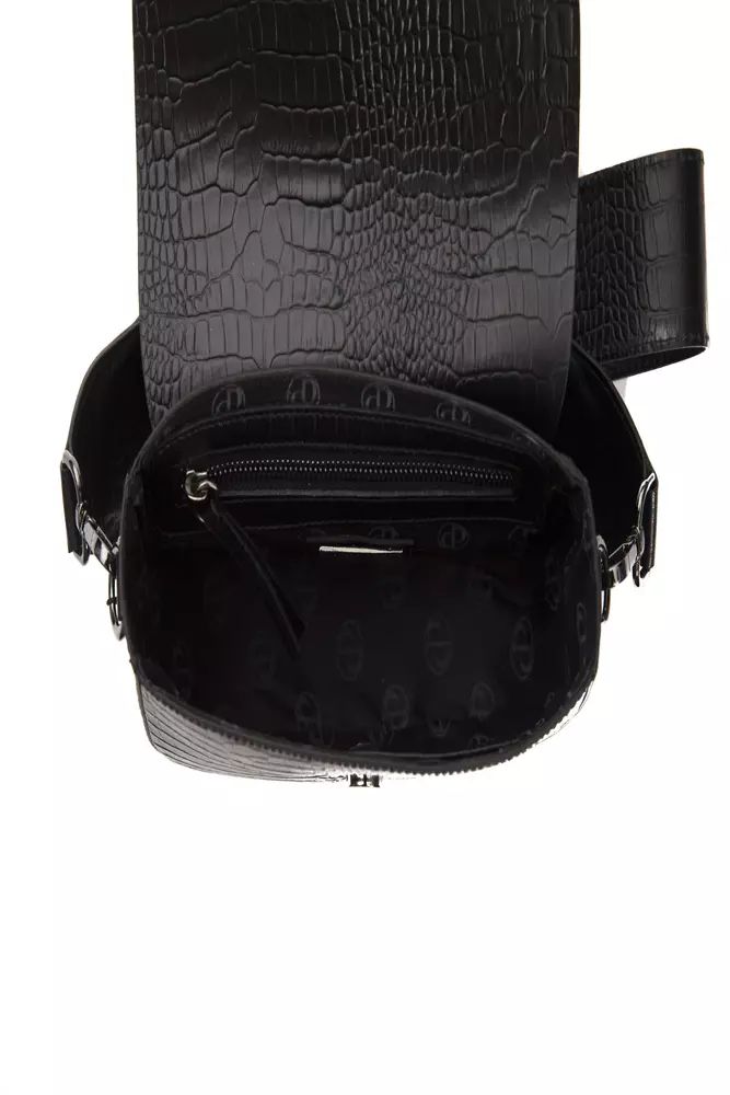 Pompei Donatella Elegant Croc-Effect Leather Crossbody Bag