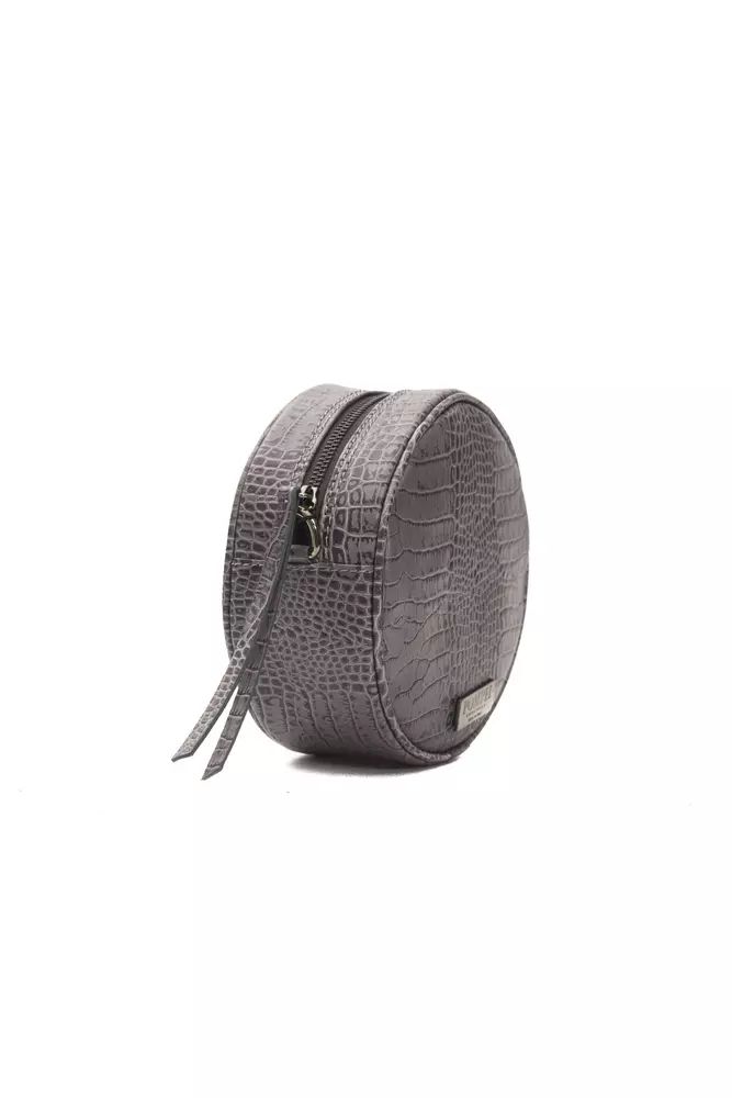 Pompei Donatella Chic Gray Croc-Embossed Crossbody