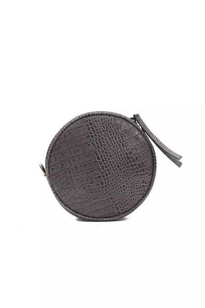 Pompei Donatella Chic Gray Croc-Embossed Crossbody