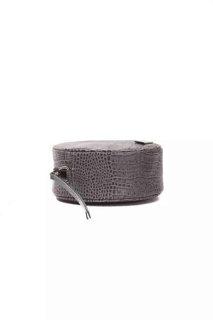 Pompei Donatella Chic Gray Croc-Embossed Crossbody