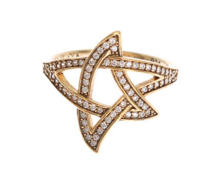 Nialaya Gold Star Clear CZ Gold 925 Silberring