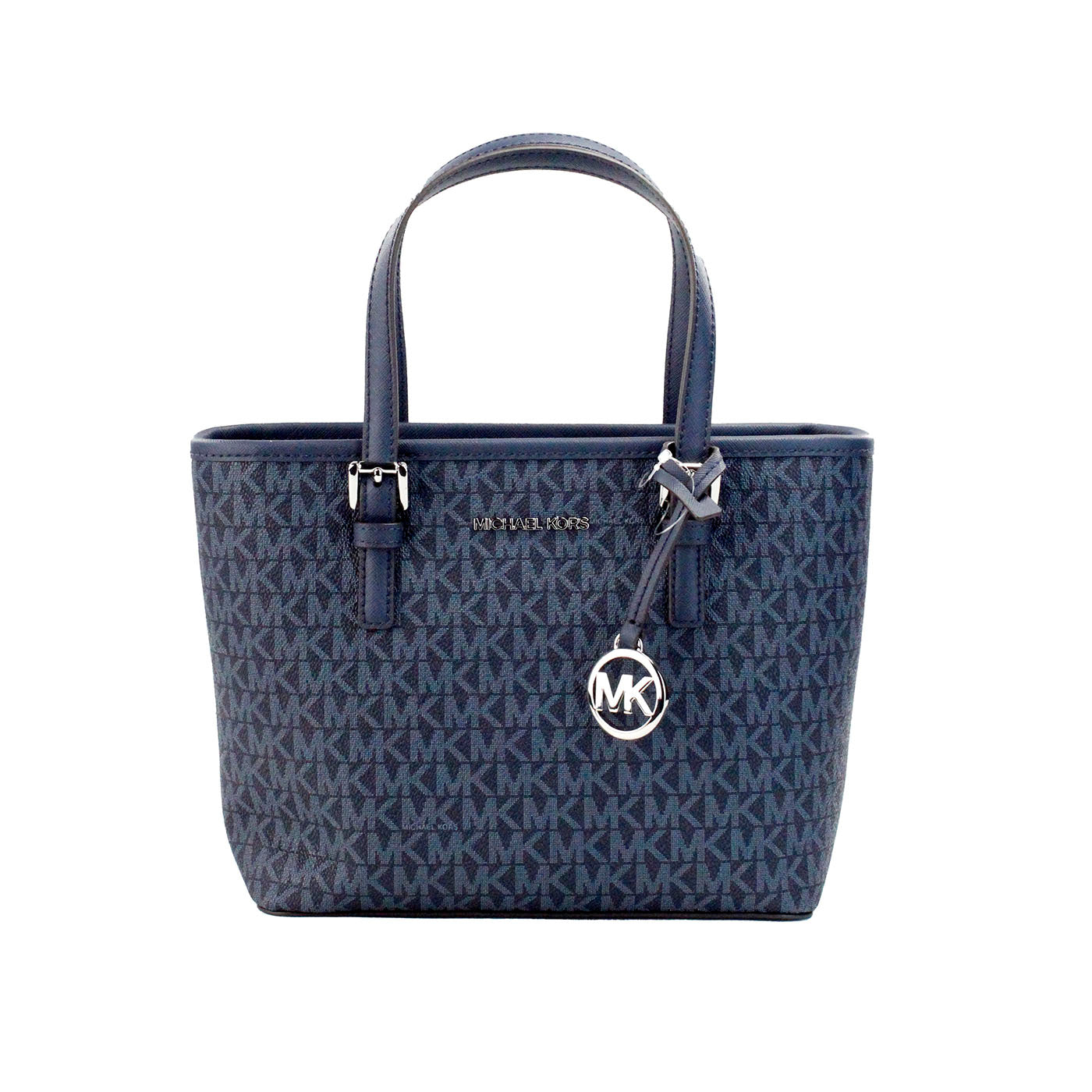 Michael Kors Jet Set Navy PVC Leder XS Carryall Top Zip Tote Bag Geldbörse